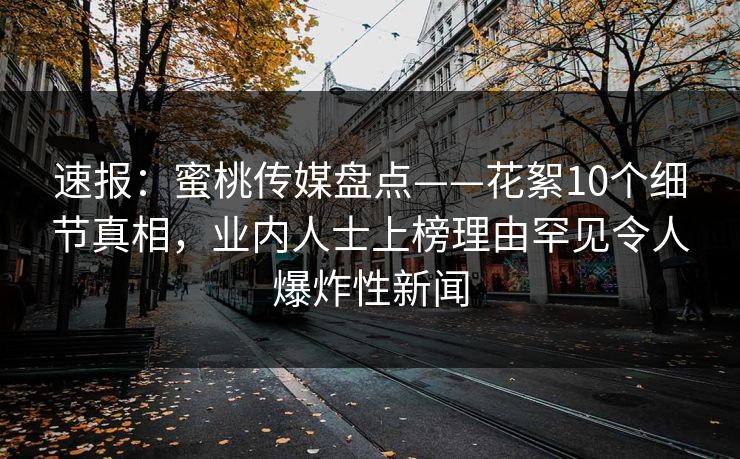 速报：蜜桃传媒盘点——花絮10个细节真相，业内人士上榜理由罕见令人爆炸性新闻