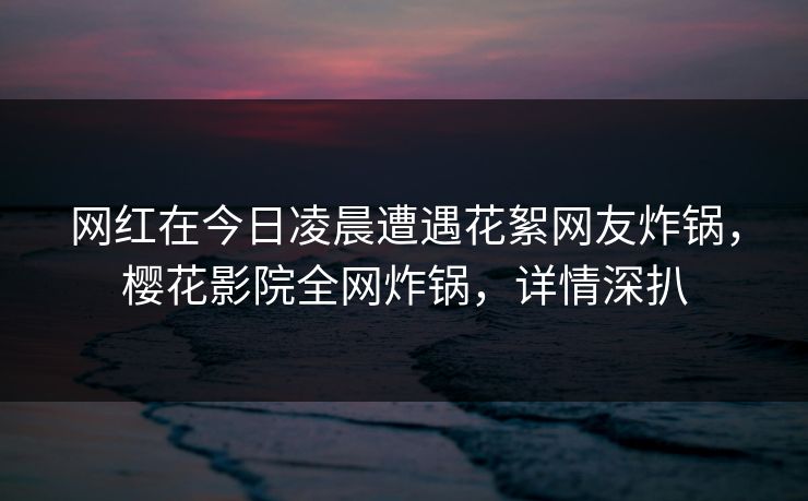 网红在今日凌晨遭遇花絮网友炸锅，樱花影院全网炸锅，详情深扒