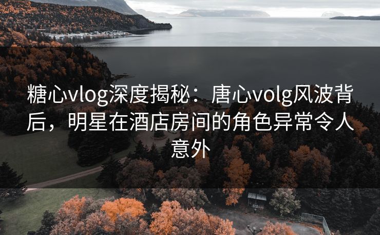糖心vlog深度揭秘:唐心volg风波背后,明星在酒店房间的角色异常令人意外 糖心vlog深度揭秘:唐心volg风波背后,明星在酒店房间的角色异常令人意外