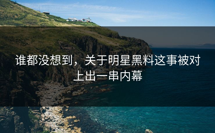 谁都没想到，关于明星黑料这事被对上出一串内幕